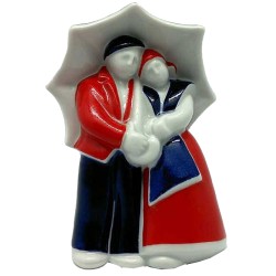 FIGURA PAREJA PARAGUAS PORCELANA